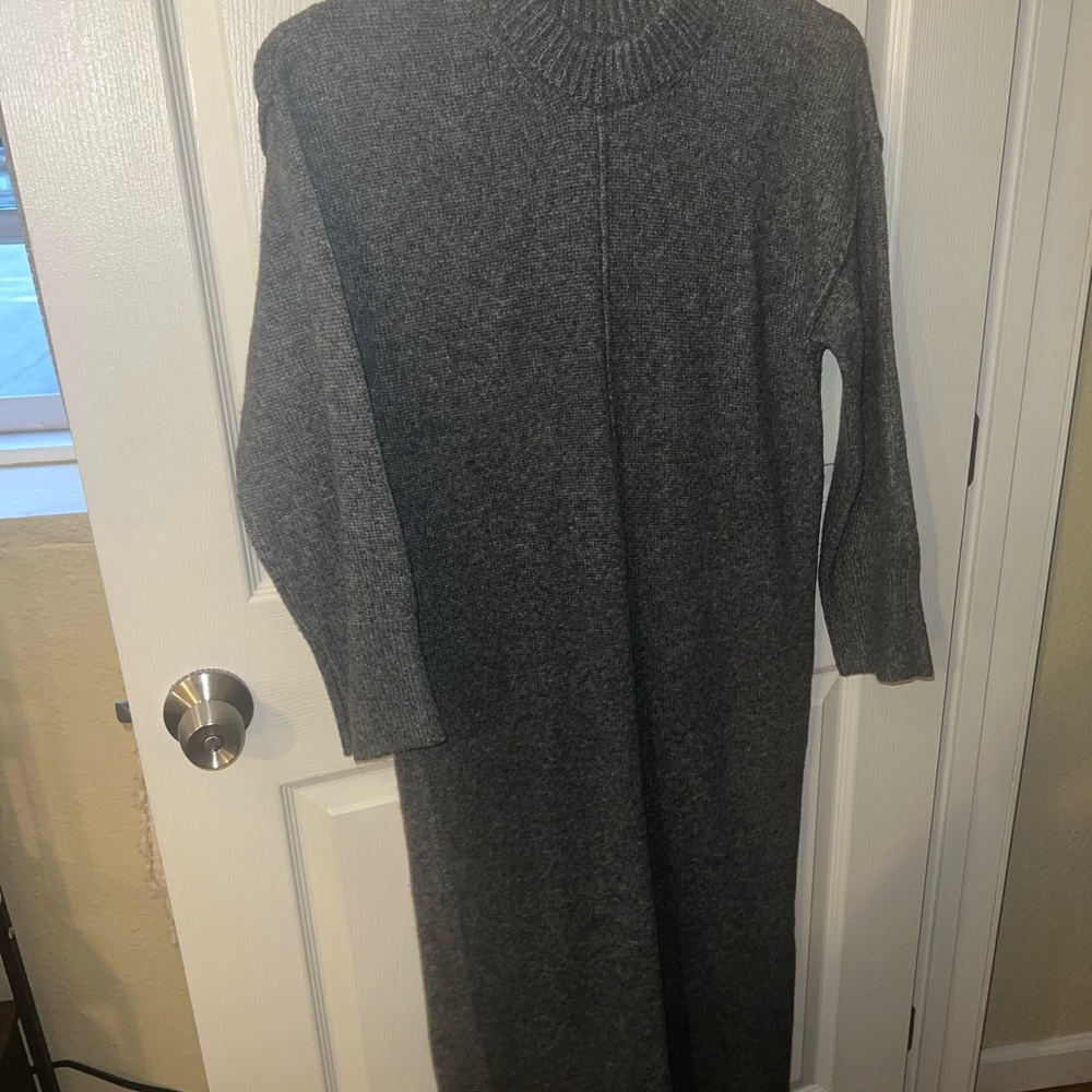 ASOS Long Sleeve Knit Maxi Dress in Charcoal Gray